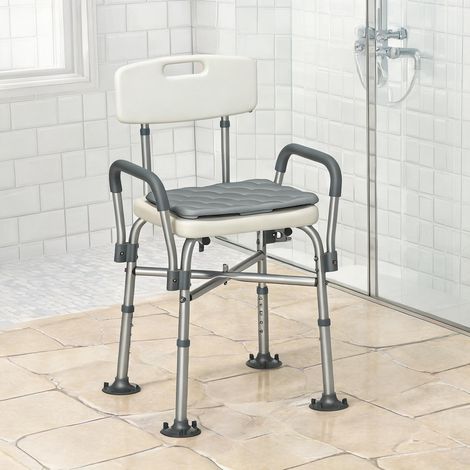 Chaise de Douche Pliable Aluminium HDPE Blanche 53,5 x 52 x 90 cm (1/5)
