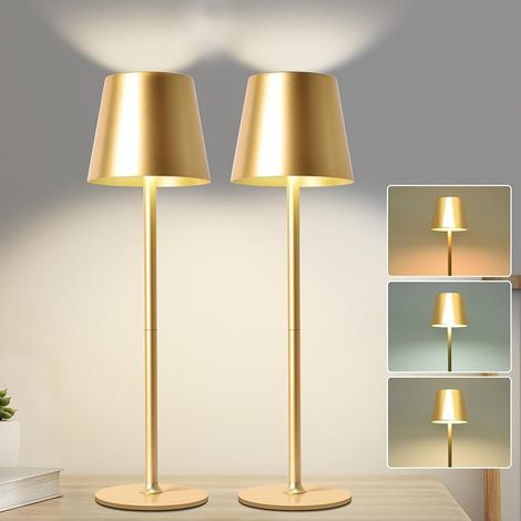 Lampe de Table LED Sans Fil (2 Pièces), 5W, 5200mAh, Métallique (1/5)