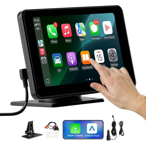 VEVOR Autoradio sans Fil, Ecran Central Tactile HD 17,8 cm, Compatible avec Apple CarPlay et Android Auto, avec Camera de Recul, Commande Vocale, Mirror Link, Bluetooth, Navigation GPS, pour Voiture