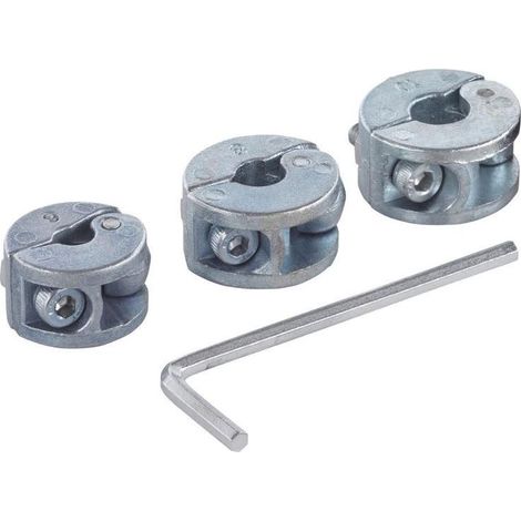 wolfcraft Juego de topes de profundidad universales, 4 piezas I 2755000 I Para limitar la profundidad de perforación en brocas de Ø 6, 8 y 10 mm (1/4)