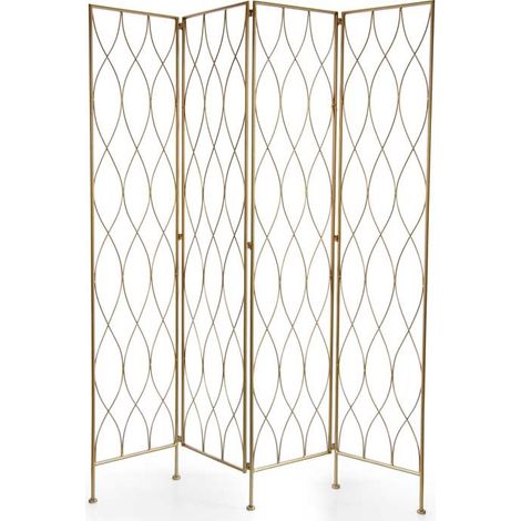 SEPARÈ IN METALLO A TRAMA FORATA 4 PANNELLI 40X180CM COLORE ORO (1/2)
