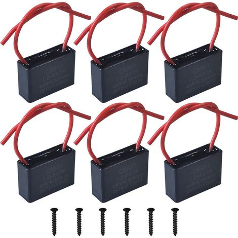 Lot de 6 Condensateurs CBB61 450V 1,2µF AC 50/60 Hz Climatiseur Ventilateur Moteur Condensateur de Marche Démarrage pour Ventilateur de Plafond, Hotte (1/5)