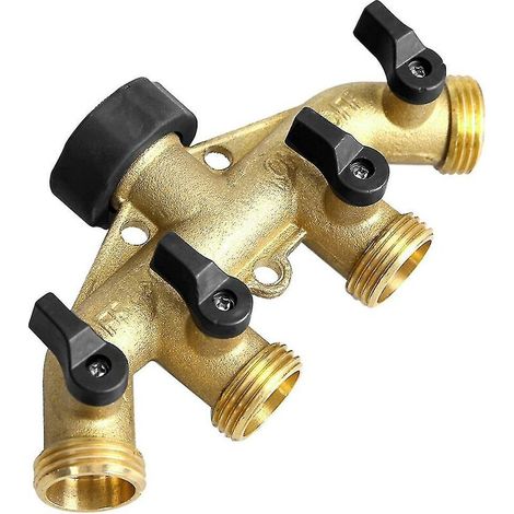Répartiteur de tuyau d'arrosage à 4 voies, raccord de robinet, distributeur d'eau (1/4)