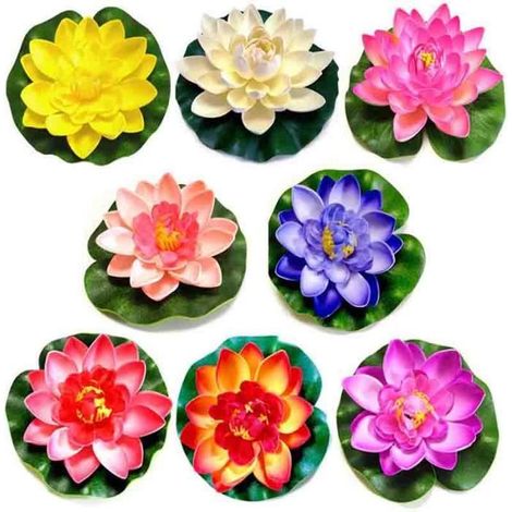 8PCS Artificielle Nénuphar Flottant Lotus, Mousse Flottante Plantes, pour Mariage Jardin Aquarium Décor pour Piscine Lanternes (1/4)