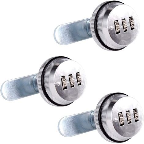 Combinaison Cam - 2 cm/0.79 Inch Boulon Alliage de Zinc Mot de Serrures de Sécurité Bright Chrome Code pour la Case Cabinet (3 Produits)