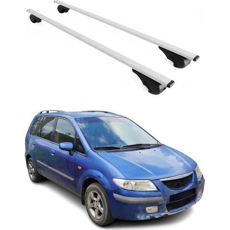 OMAC Dachträger Querträger für Mazda Premacy I 1999-2004 – Abschließbar – Max. 75 kg – 2 Stangen Stahl Silber (1/5)
