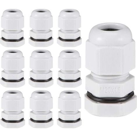 10 Pieces M20 Cable Glands, 612 mm Adjustable, IP68 Waterproof, Plastic Metric Cable Entry for Outdoor Garden Junction Box, Gray