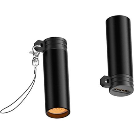 Briquets miniatures Type-C (lot de 2) — USB-C 6,5 W 5 V 1,3 A, alliage d'aluminium, allumage par souffle résistant au vent, pour une utilisation quotidienne et en extérieur, noir (1/4)