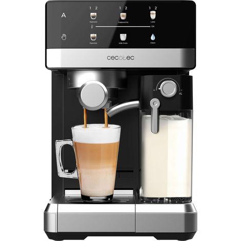 Cecotec halbautomatische Espressomaschine Touch mit Milchbehälter Power Espresso 20 Touch & Cream. 1350W, Thermoblock-System