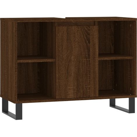 Armoire salle de bain chêne marron 80x33x60 bois d'ingénierie (1/5)