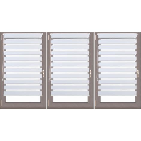 Store enrouleur, lot de 3, double face, sans perçage fenêtre porte balcon en tissu, 80 x 150 cm, blanc (1/5)