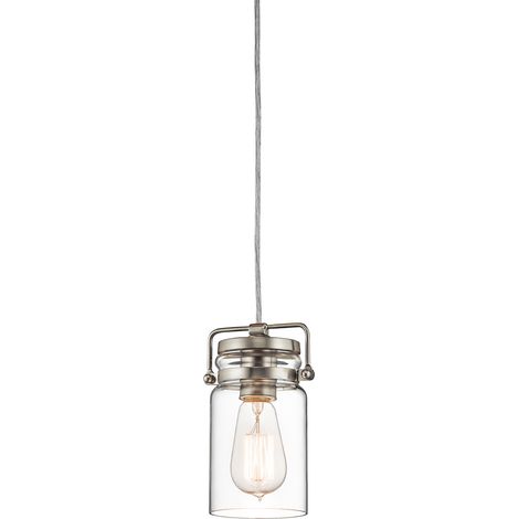 Elstead Brinley - Mini sospensione a soffitto a 1 luce nichel spazzolato, E27 (1/5)