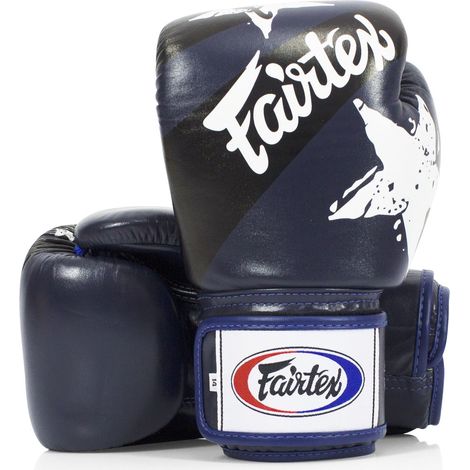 Guantes de boxeo Fairtex de cuero genuino BGV1 Nation Blue 10 oz (1/4)