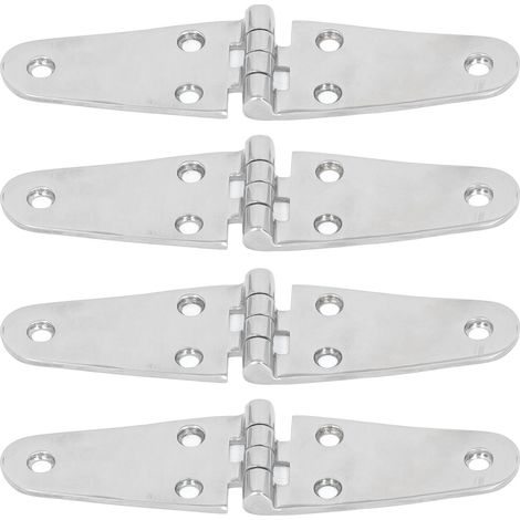 Lot de 4 charnières de porte en acier inoxydable 316 marine pour armoire, trappe, bateau, camping-car, 6 trous, quincaillerie robuste (1/5)