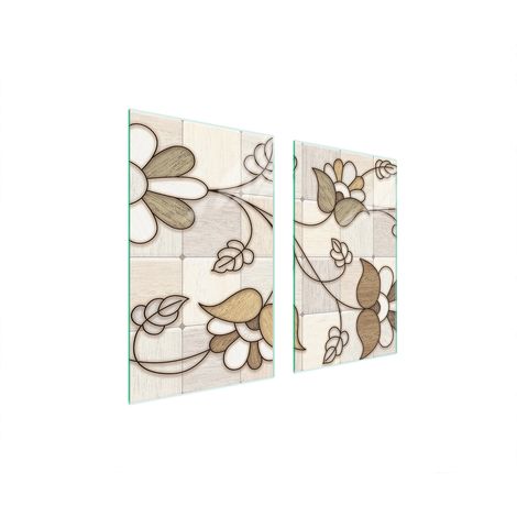 PLAQUE DE PROTECTION EN VERRE POUR POÊLE 75x52 MOSAÏQUE (1/5)