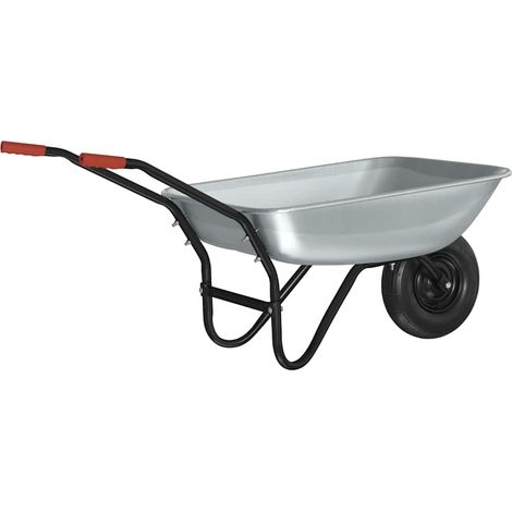 Wheelbarrow Silver and Black 133 x 62.5 x 58 cm Steel vidaXL