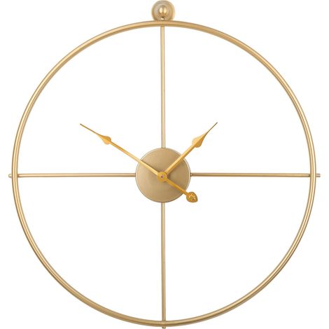 Reloj de pared marco de hierro dorado diseño minimalista sin números redondo 50 cm Zuchwil