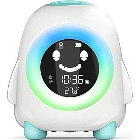 Réveil lumineux pour enfants, réveil lumineux pour enfants, aide-sommeil pour enfants avec 5 couleurs, cadeau pour la fête des enfants, rechargeable par USB (bleu) (1/5)