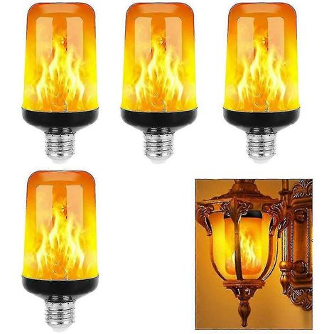 LED-Flammenlampe, 4-stufiges Flackerlicht, E26/E27-Sockel, Weihnachts-Flammenlampe (ruipei)-2Pcs