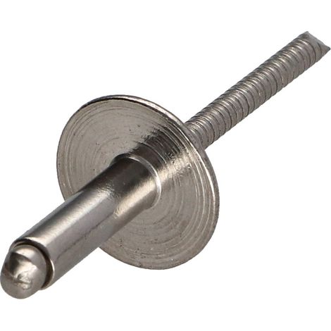 Rivet Aveugle Tout Inox Tête extra large TEL 4.8X12 Epaisseur de serrage 5 à 7