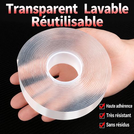 Ruban adhésif double face nano acrylique transparent 2 cm x 1 m épaisseur 2,0 mm 2 x1 2.0 12,1 × 2,1 × 100 cm 23 g – Livraison gratuite (1/5)