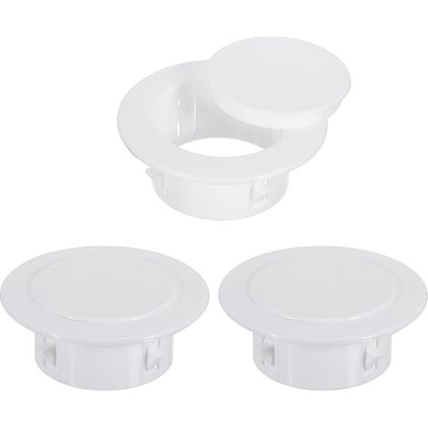 Air Conditioning Wall Hole Cover 2.4" 60mm, Pack of 3 Air Conditioning Lock Plugs Suitable for 2.4-2.7" Hole Decoration Plate Pipe, White (1/5)