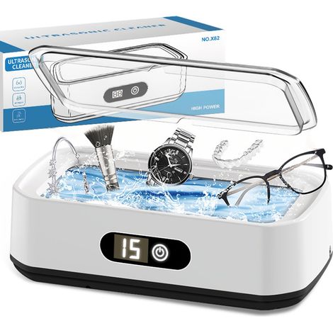 650 ml Ultraschallreiniger, 49000 Hz Ultraschall-Brillenreiniger für Brillen, Uhren, Schmuck, Münzen, Dentalgeräte und Rasierköpfe, Ultraschallschale mit 6 Timer-Einstellungen