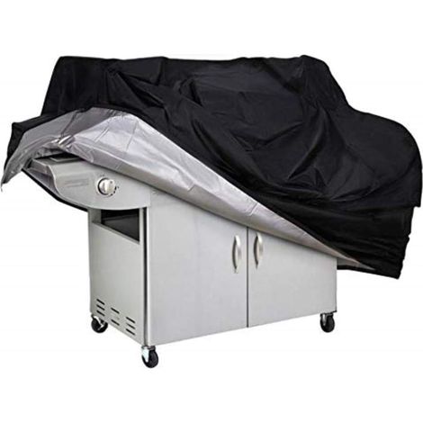 Housse de barbecue et plancha，Housse de Barbecue en tissu Oxford 210D Noir Recouvert D'Argent, Imperméable, Résistante, Indéchirable Et Anti-Poussière, Adaptée Pour BBQ, Gril à Gaz, Gril Électrique Au