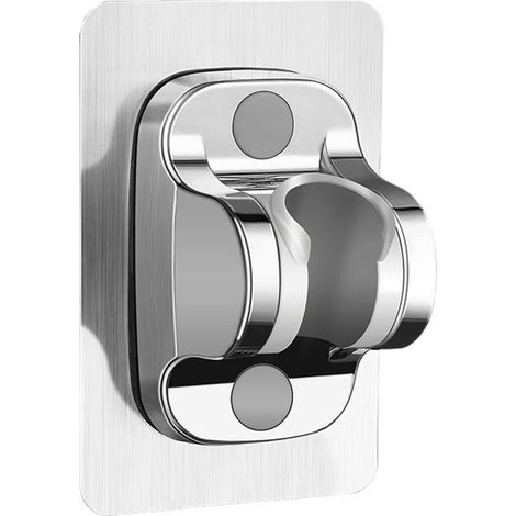 Support de pommeau de douche réglable, support en aluminium spatial épais avec siège fixe perforé, base de pommeau de douche pour montage mural de salle de bain, gris argenté moderne noir (argent) (1/5)