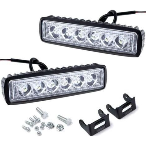 2 Piece Phare de Travail LED,12v 24v Projecteur Spot Phare de Travail Longue Portee LED Phare pour Moto Voiture Camion Tracteur SUV Bateau (18W) (1/5)