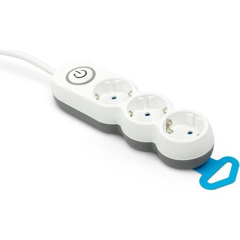 Multiprise 3 Prises avec Interrupteur Prise Plate Voleur Multiple 1,4 m Protection Enfant Couleur Blanche Gamme Design (1/5)