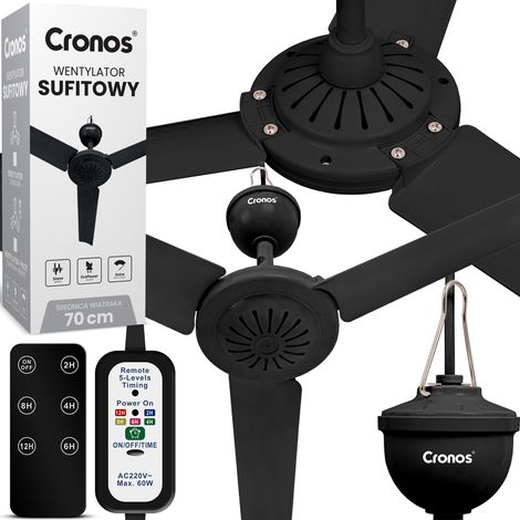Cronos FC11-70 Deckenventilator 70 cm Schwarz + Fernbedienung