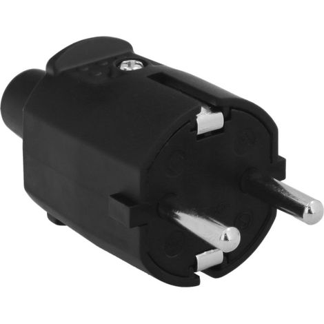 Spina industriale a 2 poli con collegamento a terra da 4,8 mm in gomma nera