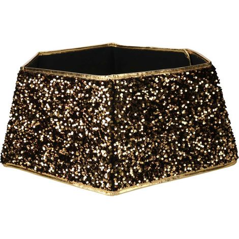 Copri base albero tessuto pieghevole oro double face esagonale glitter cm Ø68xh25 (1/3)