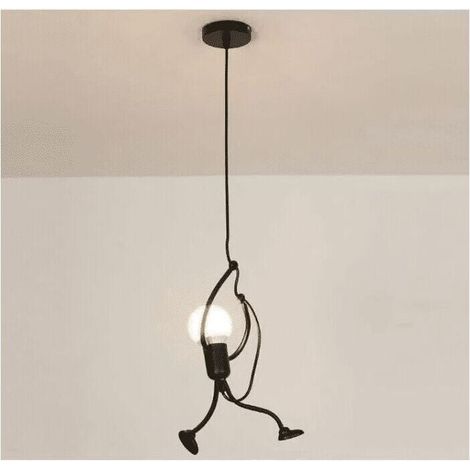 Suspension Créatif - Moderne - Fer - Gens Dessin animé - Conception - Lampe suspendue pour Des Enfants - Chambre - Chevet - Salon - Grenier - Noir (1/4)