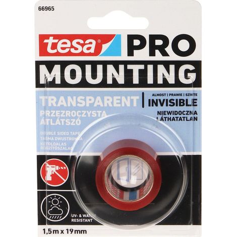 Cinta adhesiva de doble cara Mounting-Pro/Transparente/1.5X19 TESA