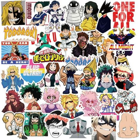 50 autocollants décoratifs pour ordinateur portable et bouteille d'eau My Hero Academia (1/4)
