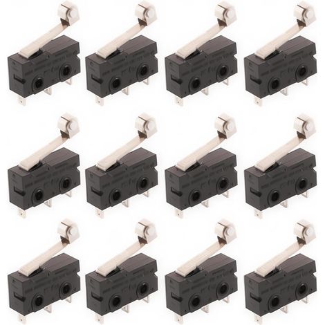 Micro-interrupteur T125 - Lot de 12 - Levier à Galet Long - Commutateur SPDT - Pour Arduino et Industrie (1/4)