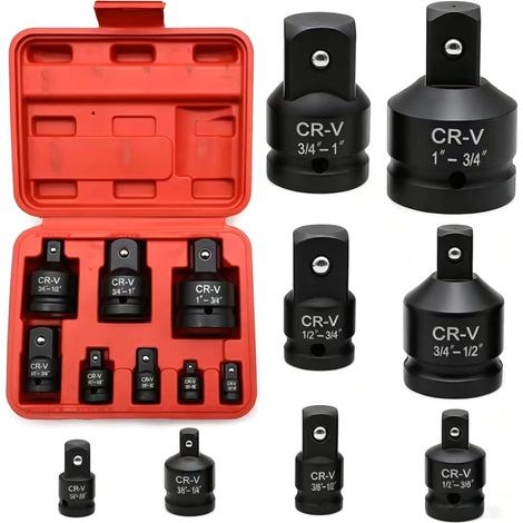 Lot de 8 Adaptateur Douille A Choc 1/4" 3/8" 1/2" 3/4" Adaptateur de Clé à Chocs Adaptateurs Réducteurs pour Clé Dynamométrique, Cliquet, Perceuse, CR-MO (1/5)