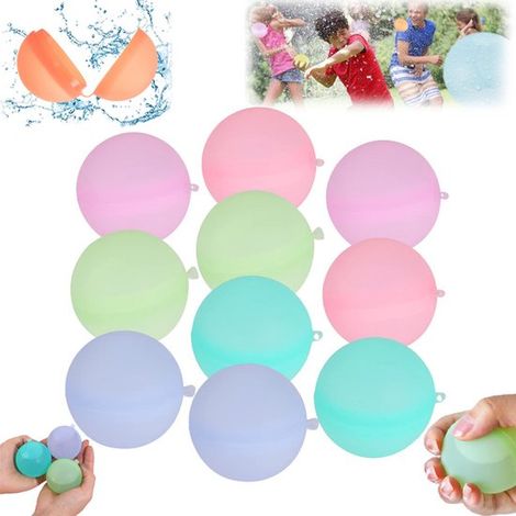 Lot de 10 ballons à eau en silicone réutilisables et auto-scellants. Ballons à eau non magnétiques, parfaits pour jouer avec de l'eau. (1/5)