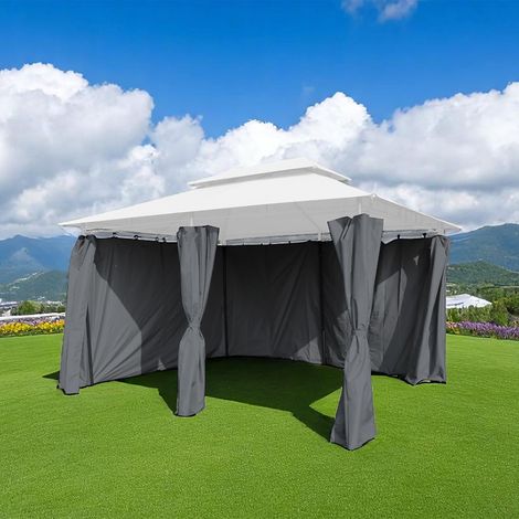 Pavillon Seitenteil anthrazit mit Reisverschluss für 3 x 4 m - 2er Set - Gartenzelt Seitenwand wasserabweisend