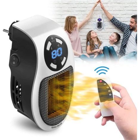 [JAMAIS UTILISÉ] Radiateur soufflant 500 W, radiateur électrique mural basse consommation, programmable, portable, léger et compact, avec télécommande (1/4)