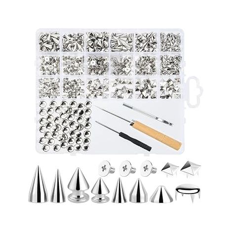 440pcs Clothing Studs Metal Leather Rivets Square Pyramid Dome Rivets DIY Clothing Shoes Jacket Collar (1/5)