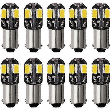 Lot de 10 ampoules LED Ba9s T4w T11 Canbus 4014 24 SMD sans erreur, pour liseuses intérieures, éclairage de stationnement et de plaque d'immatriculation, blanc 12 V (1/5)