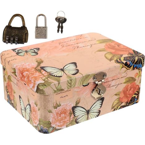 Boîte À Cadenas Métal Petite Boîte De Rangement En Fer Rectangulaire Avec Couvercle À Fermeture Codée Organisateur De Petits Objets Pour Bureau École Clés Et Accessoires (1/5)
