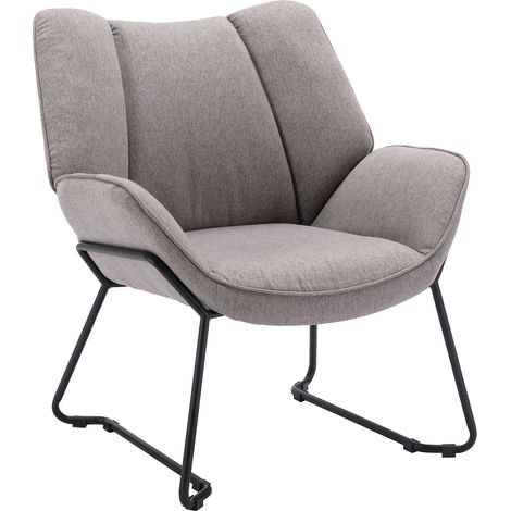 Wahson Armchair in Linen Modern Occasional Tub Chair with Comfortable Backrest Accent Chair for Home Bedroom Living Room Relax, Gray