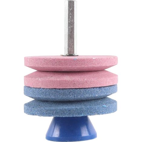 Affûteur De Lames De Tondeuse À Gazon Avec Perceuse, Pierre À Aiguiser À 4 Couches Pour Outils De Jardin Avec Balance De Lames Pour Perceuse, Ciseaux (1/5)