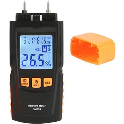 El higrómetro de madera de aguja GM610, detector de contenido para suelos en la construcción, puede medir la temperatura y la humedad ambiente. (1/5)
