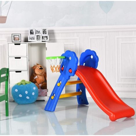 Aqrau Toboggan pour enfants avec panier de basket en plastique (y compris filet de basket) 106  59  77cm