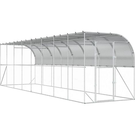 Against Wall Chicken Coop Silver 800 x 200 x 215 cm vidaXL